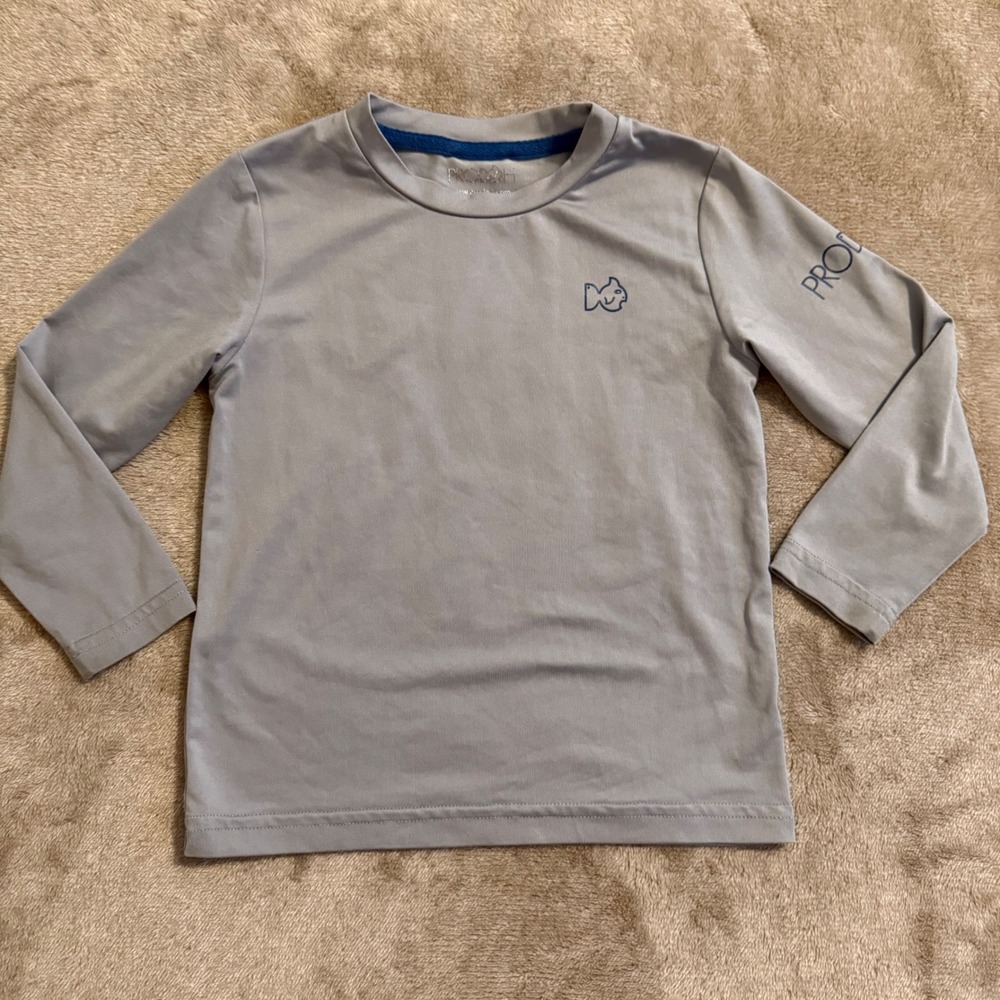 Prodoh Kids Gray Long Sleeve Black Grouper Performance Fishing Shirt 2T